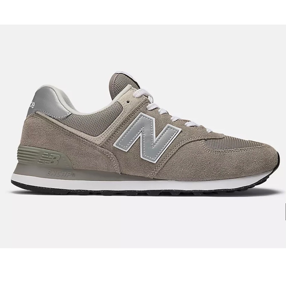 New Balance 574 Core Grey White Suede Mesh Sneakers ML574EVG Mens 10.5
